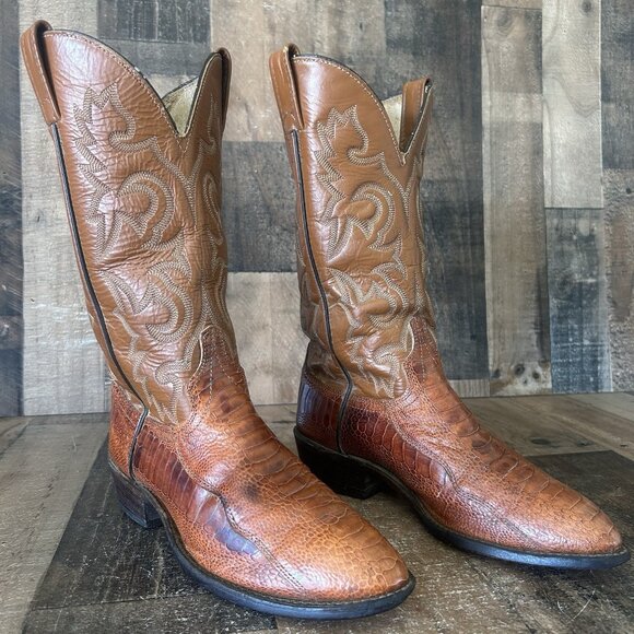 J Chisholm Vintage Ostrich Leg Western Cowboy Boots Mens 8 EE - Picture 2 of 12